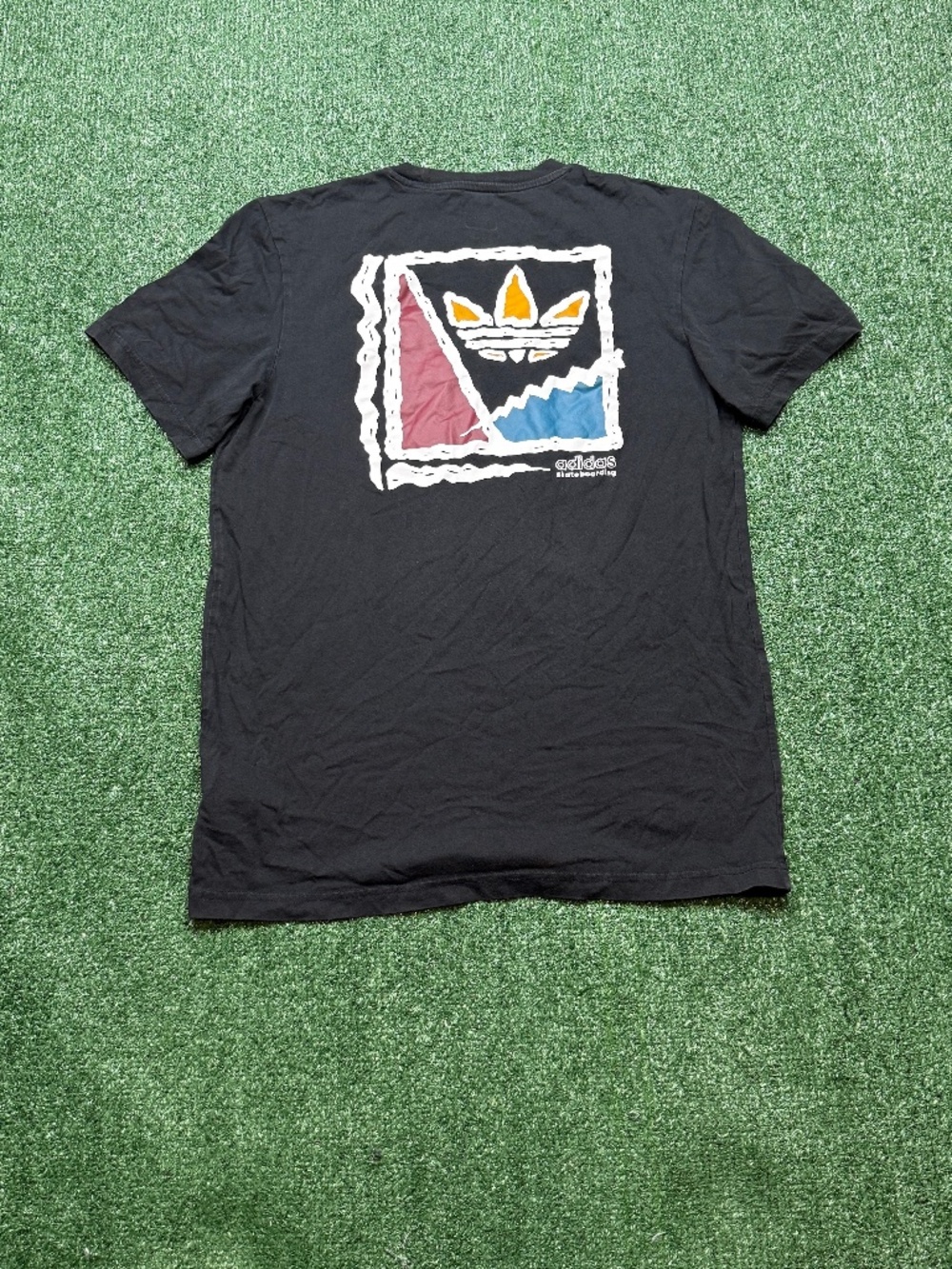 Adidas Skateboarding T Shirt Size M Black Short Sleeve Crew Neck Three Stripes